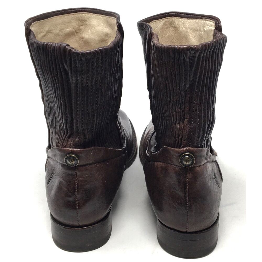 Frye Melissa Women's Size 6.5 Brown Scrunch Short Western Leather Boots Shoes - Picture 6 of 7